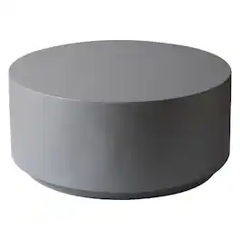 LeisureMod - Terra Modern Round Fiberstone Coffee Side Table Accent Center Table for Indoor Outdoor - Gray