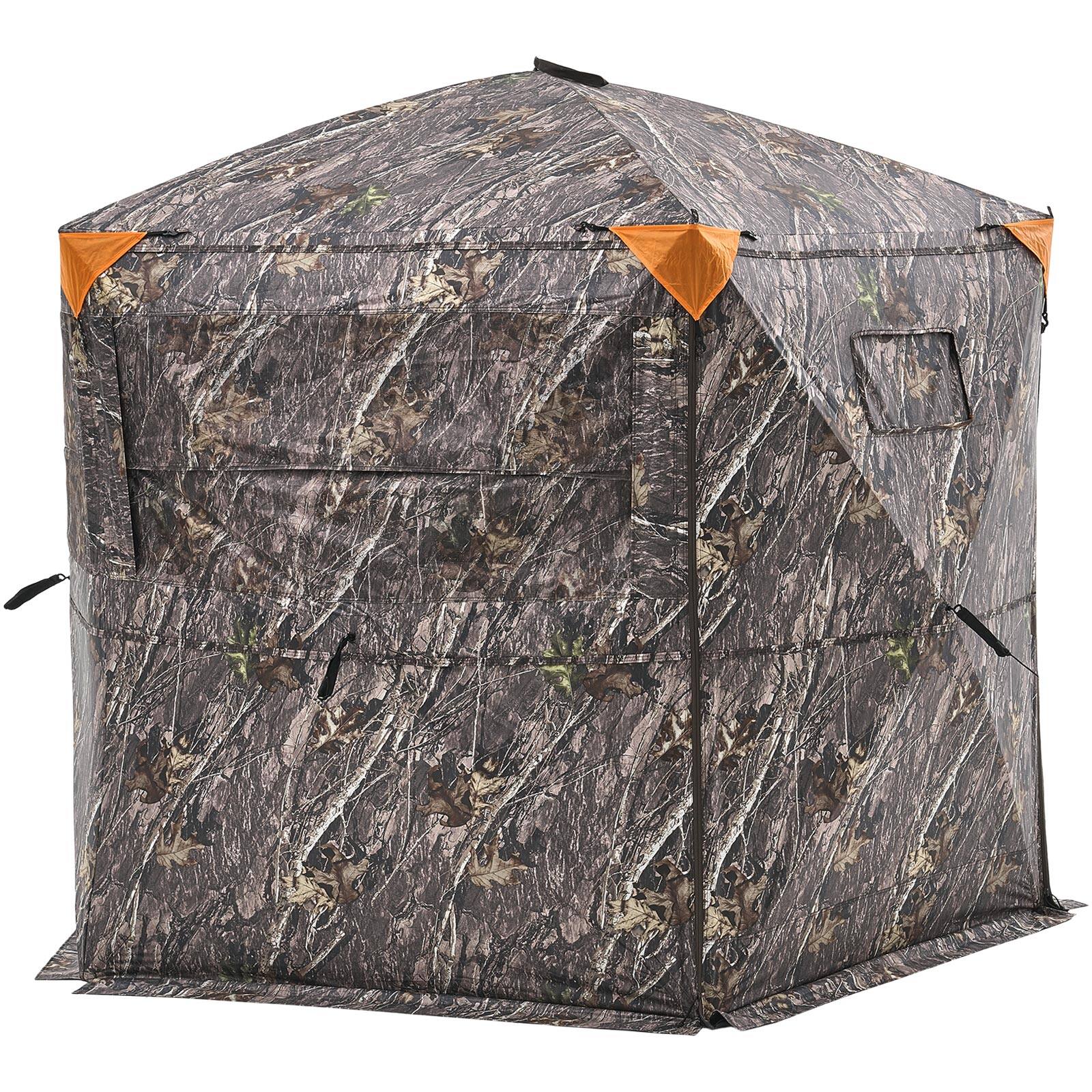 Alt View 5. VEVOR - Hunting Blind, 6-7 Person Ground Blinds with Carrying Bag, Portable Camouflage Tent, Reinforced Durable Concealed - camouflage color.
