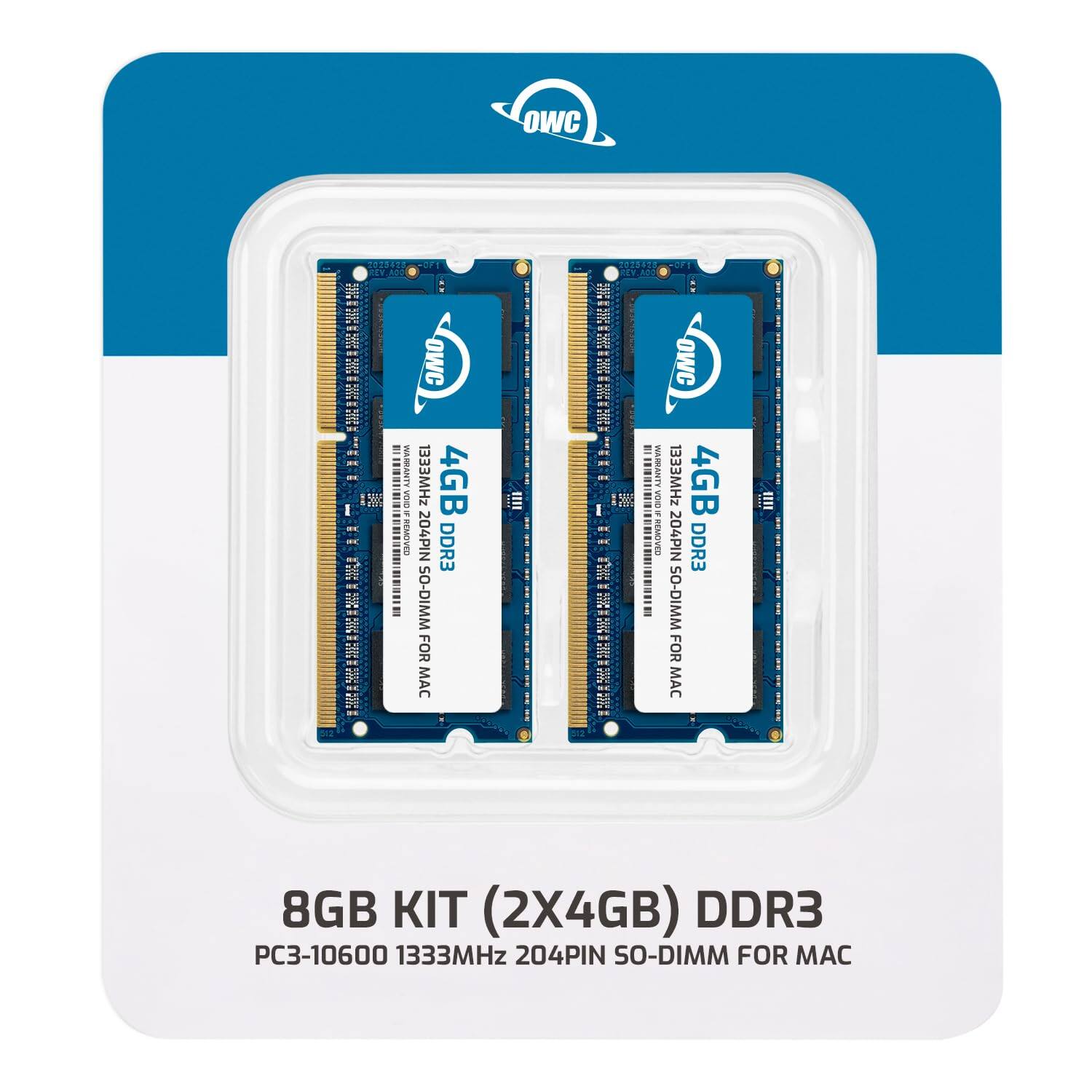 OWC 8GB KIT (2X4GB) DDR3  
PC3-10600 1333MHz 204PIN SO-DIMM FOR MAC  
4GB DDR3 1333MHz 204PIN SO-DIMM FOR MAC  
4GB DDR3 1333MHz 204PIN SO-DIMM FOR MAC