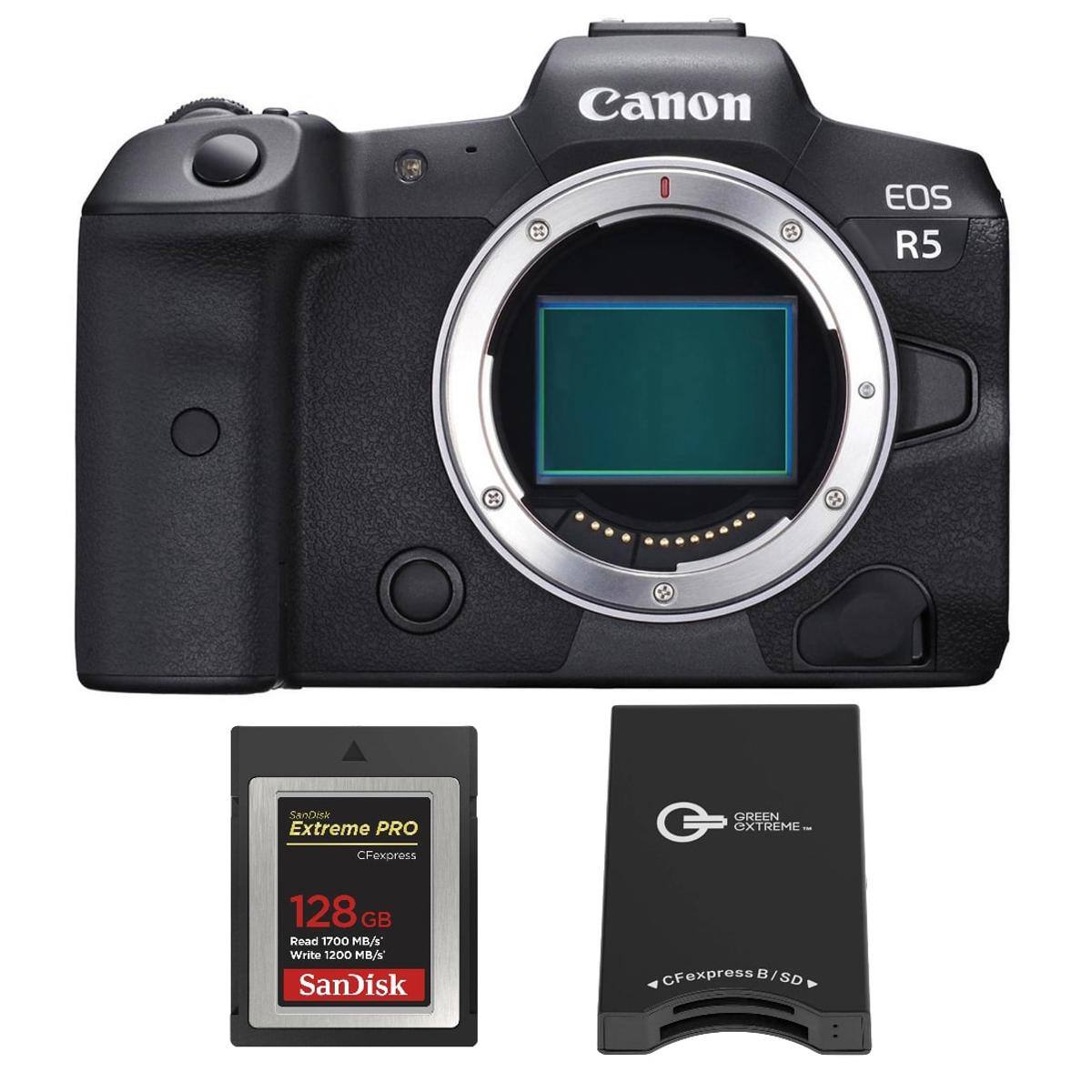 Canon EOS R5  
SanDisk Extreme PRO  
GREEN extreme  
CFexpress  
128 GB  
Read 1700 MB/s  
Write 1200 MB/s  
SanDisk  
CFexpress B/SD