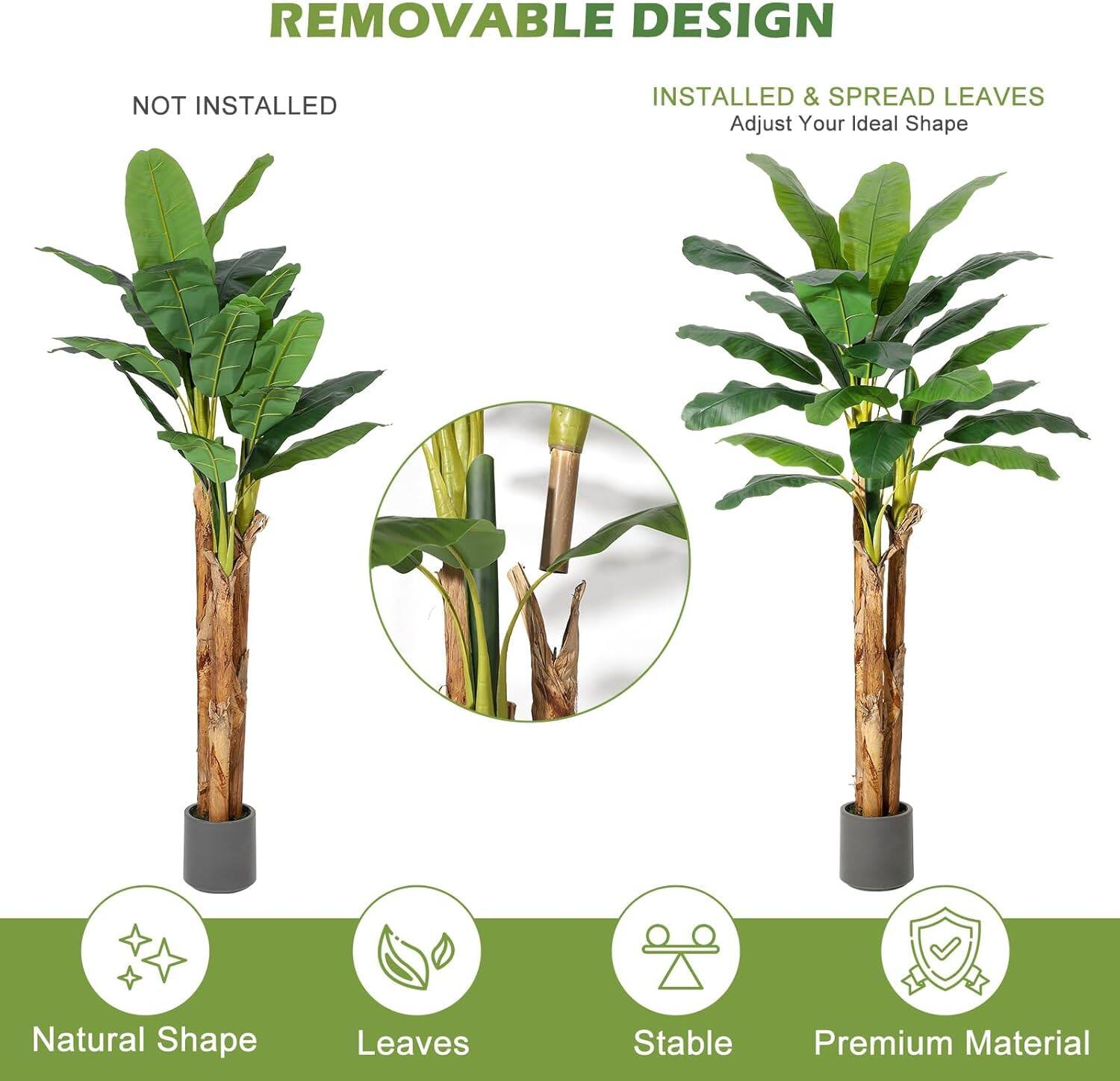 REMOVABLE DESIGN

NOT INSTALLED

INSTALLED & SPREAD LEAVES
Adjust Your Ideal Shape

Natural Shape
Leaves
Stable
Premium Material