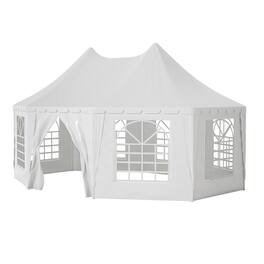 Mondawe - 20x15 ft Outdoor Gazebo Pavilion Shelter Tent with 1 Doors and 7 Windows - White