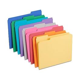 Staples - Reinforced File Folders, 1/3-Cut Tab, Letter Size, 100/Box (ST508994-CC) - Assorted Colors