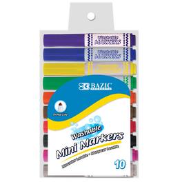 BAZIC Products - Washable Markers Mini Broad Line 10 Colors