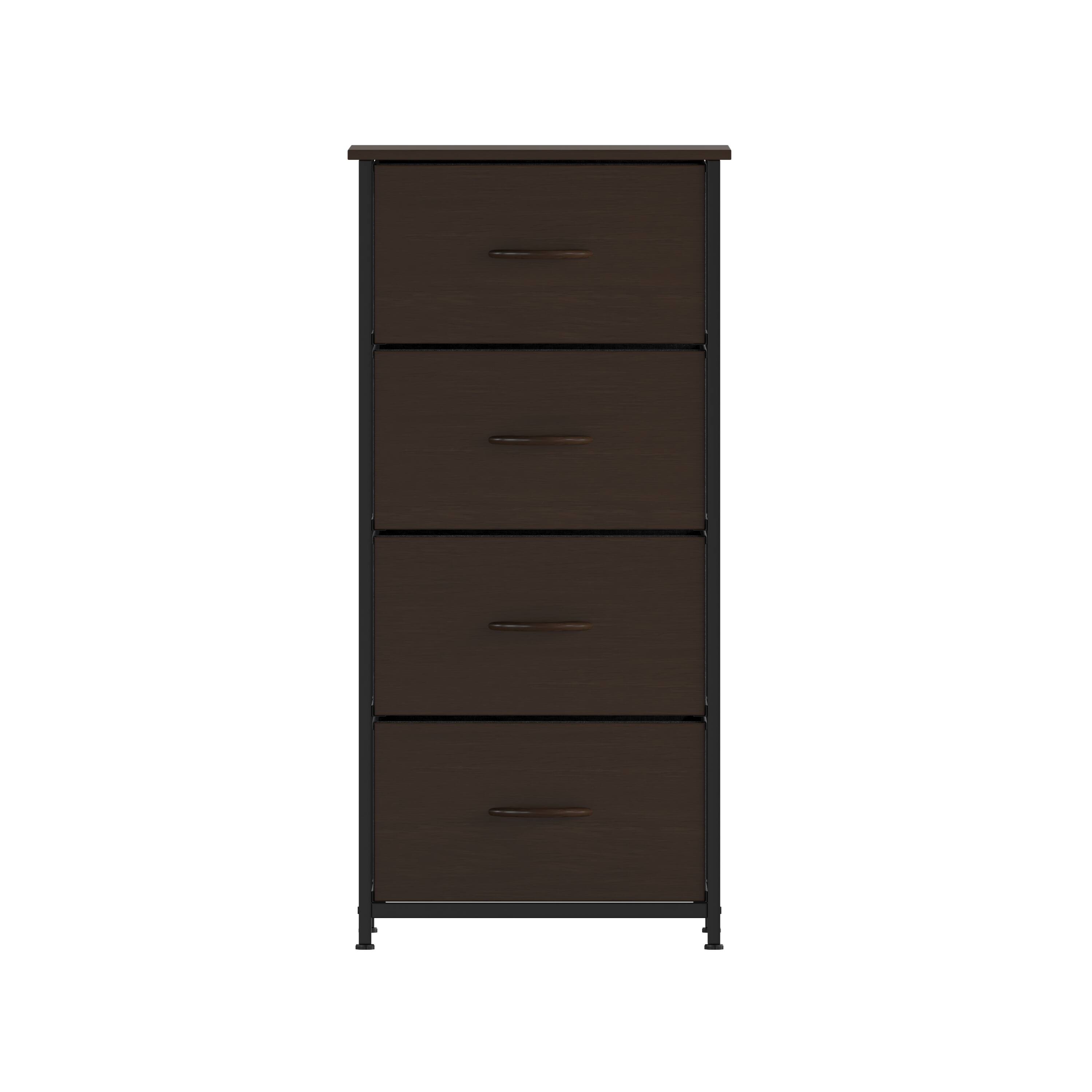 Alt View 9. Emma + Oliver - Marley 4 Drawer Storage Dresser with Cast Iron Frame, Wood Top and Easy Pull Engineered Wood Drawers with Wooden Handles - Brown Drawers/Black Frame.