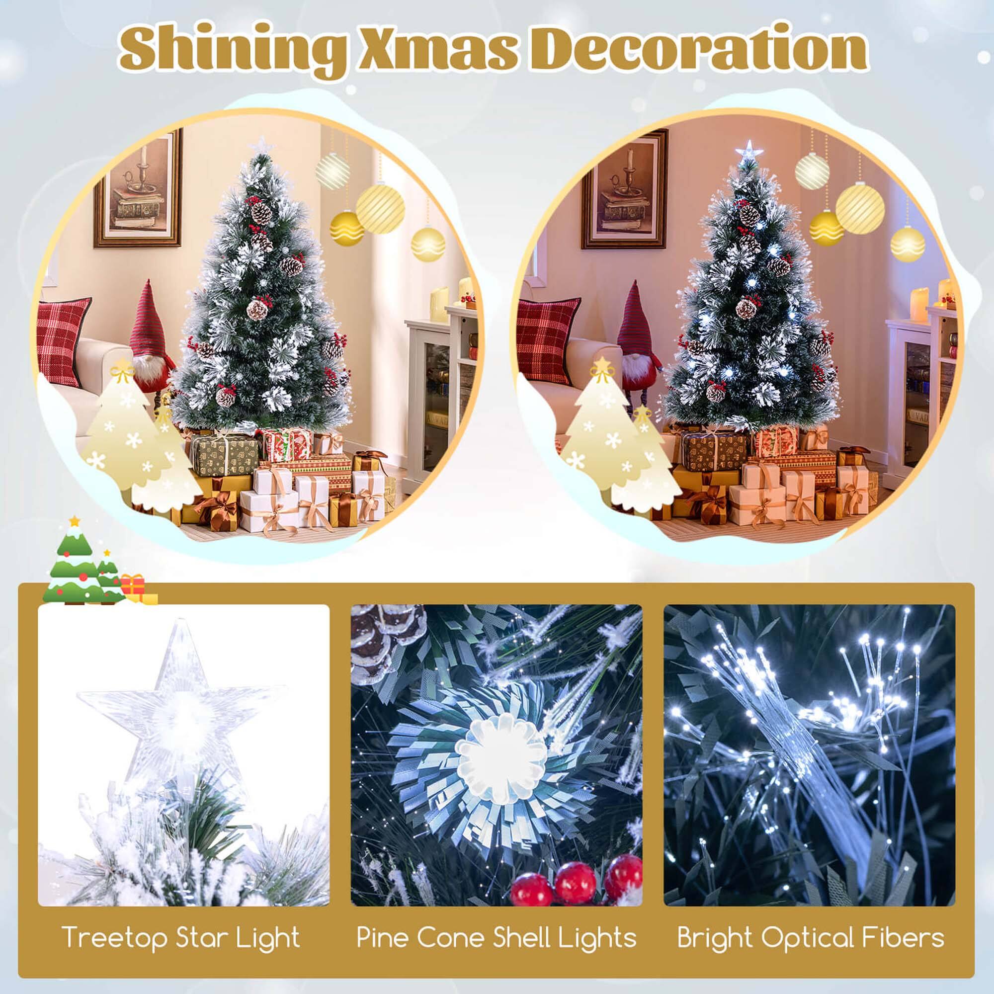 Shining Xmas Decoration

- Treetop Star Light
- Pine Cone Shell Lights
- Bright Optical Fibers
