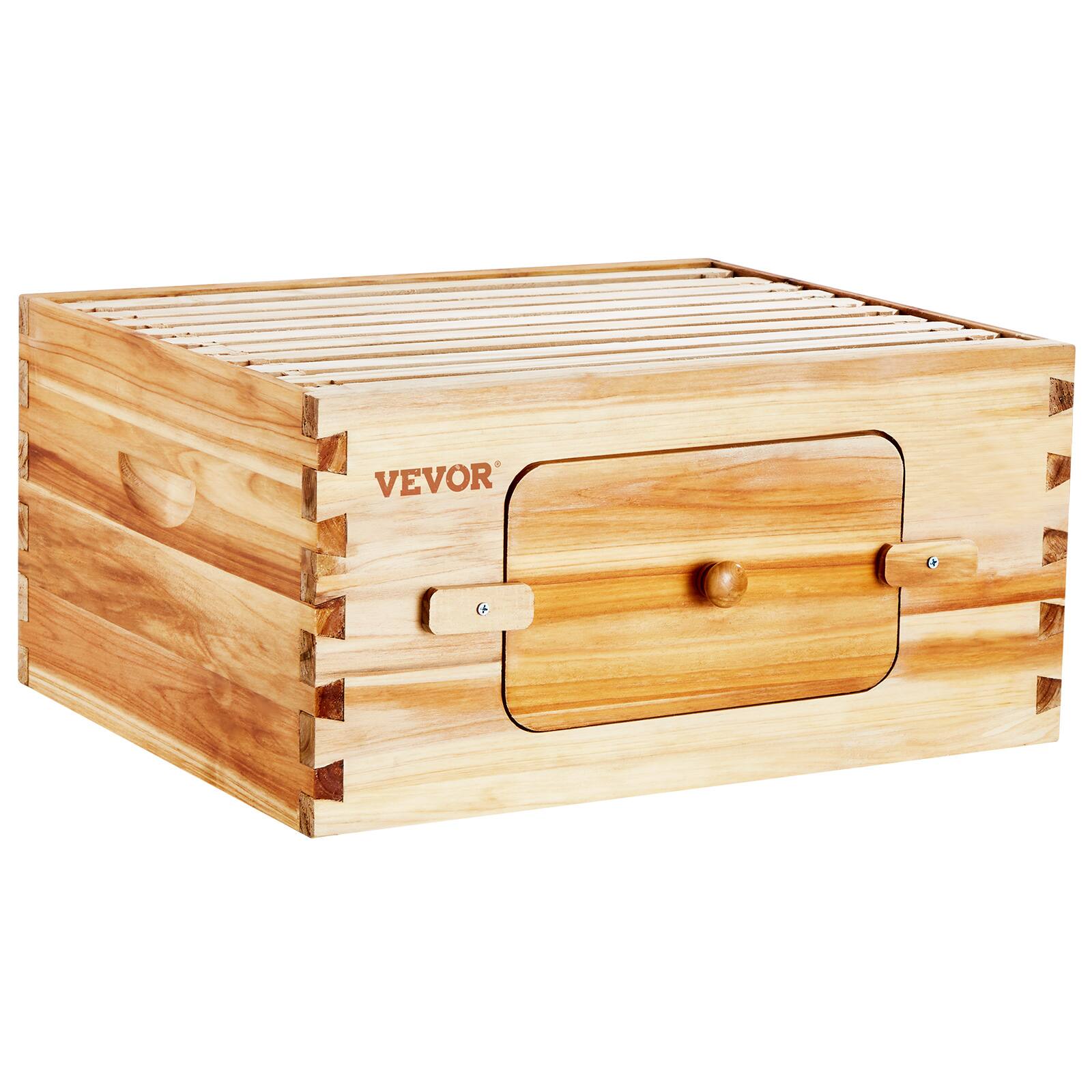 Alt View 5. VEVOR - Bee Hive Deep Box Starter Kit, 100% Beeswax Coated Natural Fir Wood, Langstroth Beehive Kit with 10 Frames - Wood color.