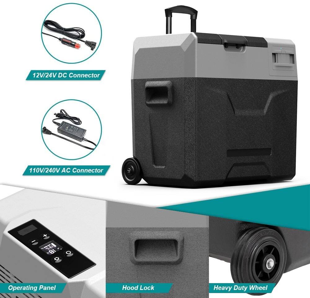 1. 12V/24V DC Connector
2. 110V/240V AC Connector
3. Operating Panel
4. Hood Lock
5. Heavy Duty Wheel