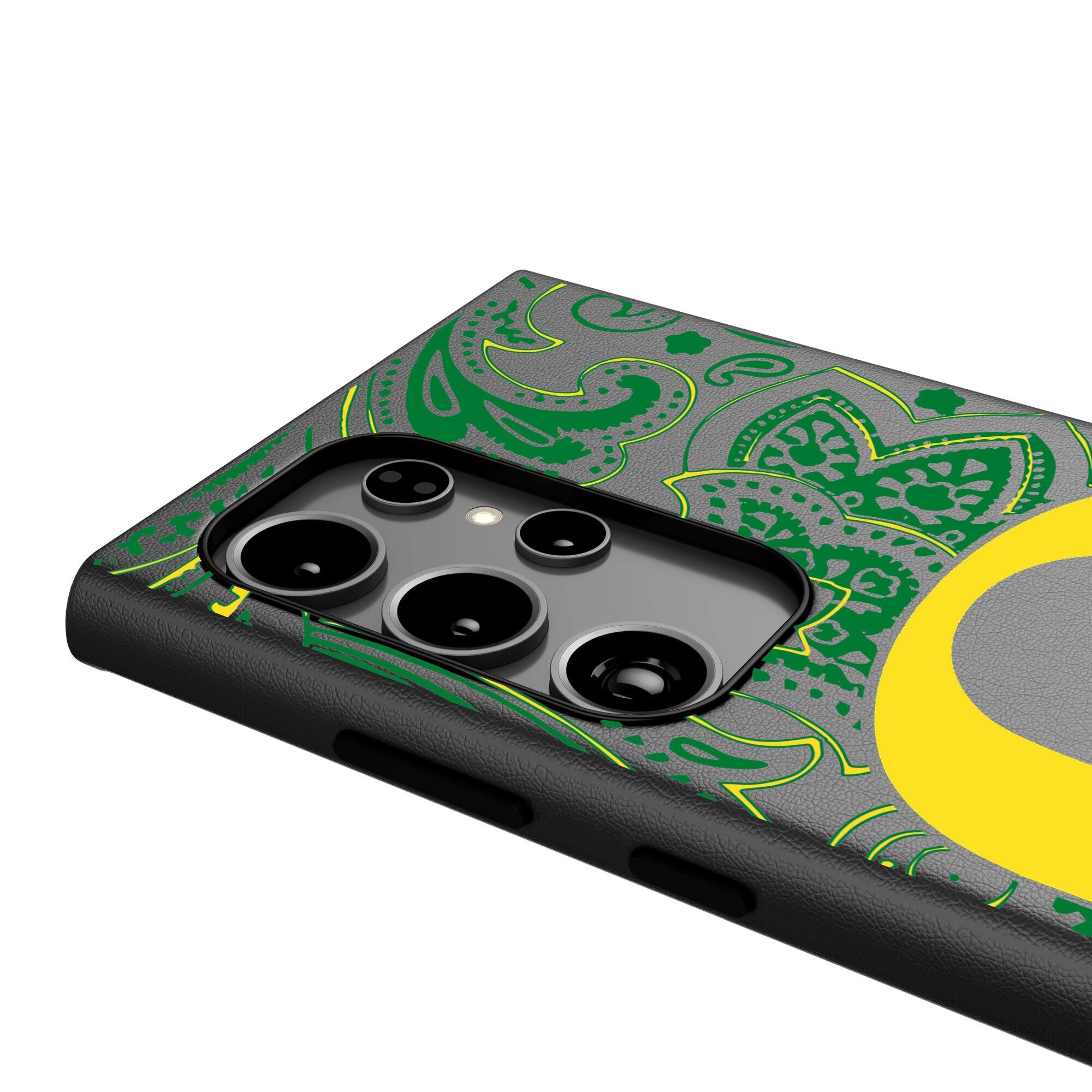 Alt View 3. Keyscaper - Oregon Ducks Paisley Galaxy Magnetic Bump Case - S24 - Black.