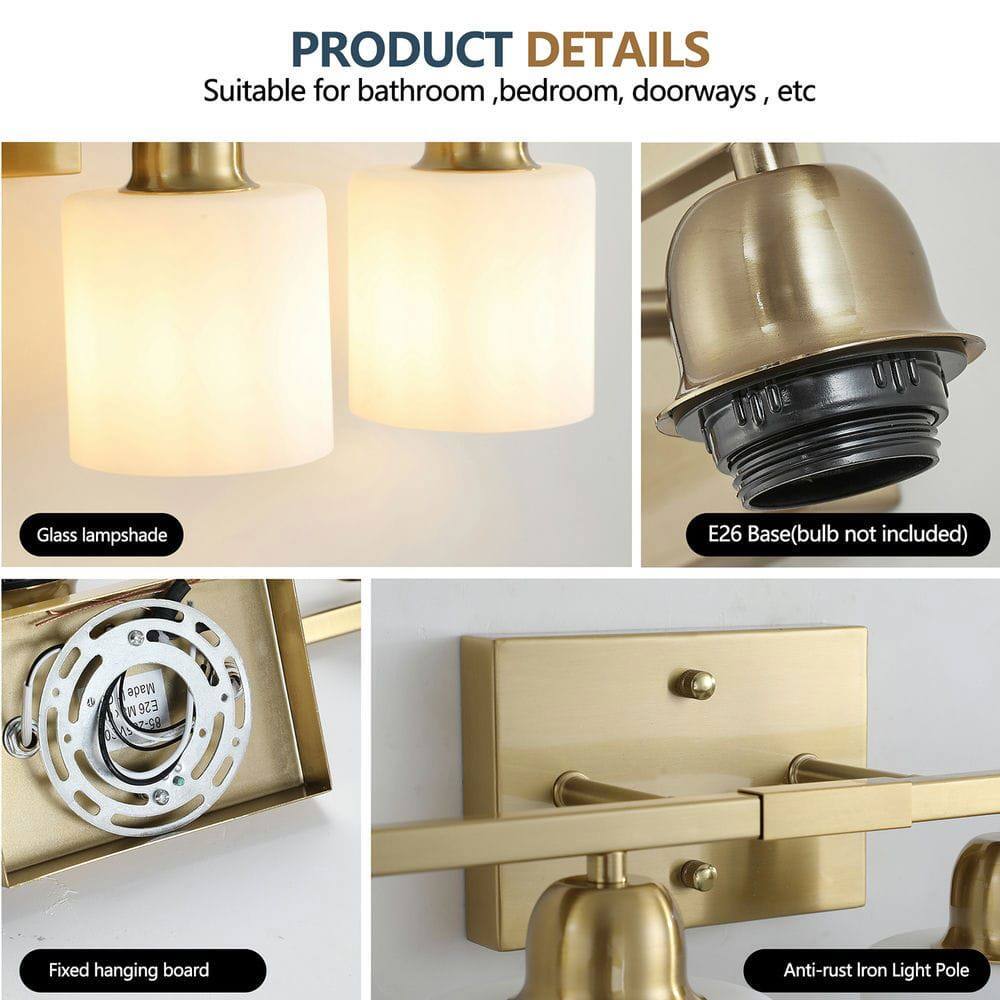 PRODUCT DETAILS  
Suitable for bathroom, bedroom, doorways, etc  

- Glass lampshade  
- E26 Base (bulb not included)  
- Fixed hanging board  
- Anti-rust iron light pole