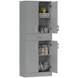 Homcom - 71" Kitchen Pantry Cabinet with Drawer and Adjustable Shelf, Freestanding Tall Storage Cabinet with 2 Double Door - Gray