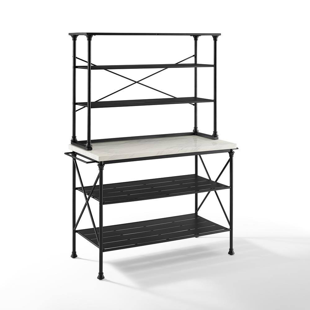 Alt View 1. Crosley Furniture - Madeleine Kitchen Island And Hutch - Island & Hutch - White Marble.