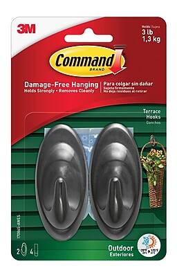 Command - Medium Terrace Hooks, 3 lb., Slate, 2/Pack (17086S-AWES) - Gray