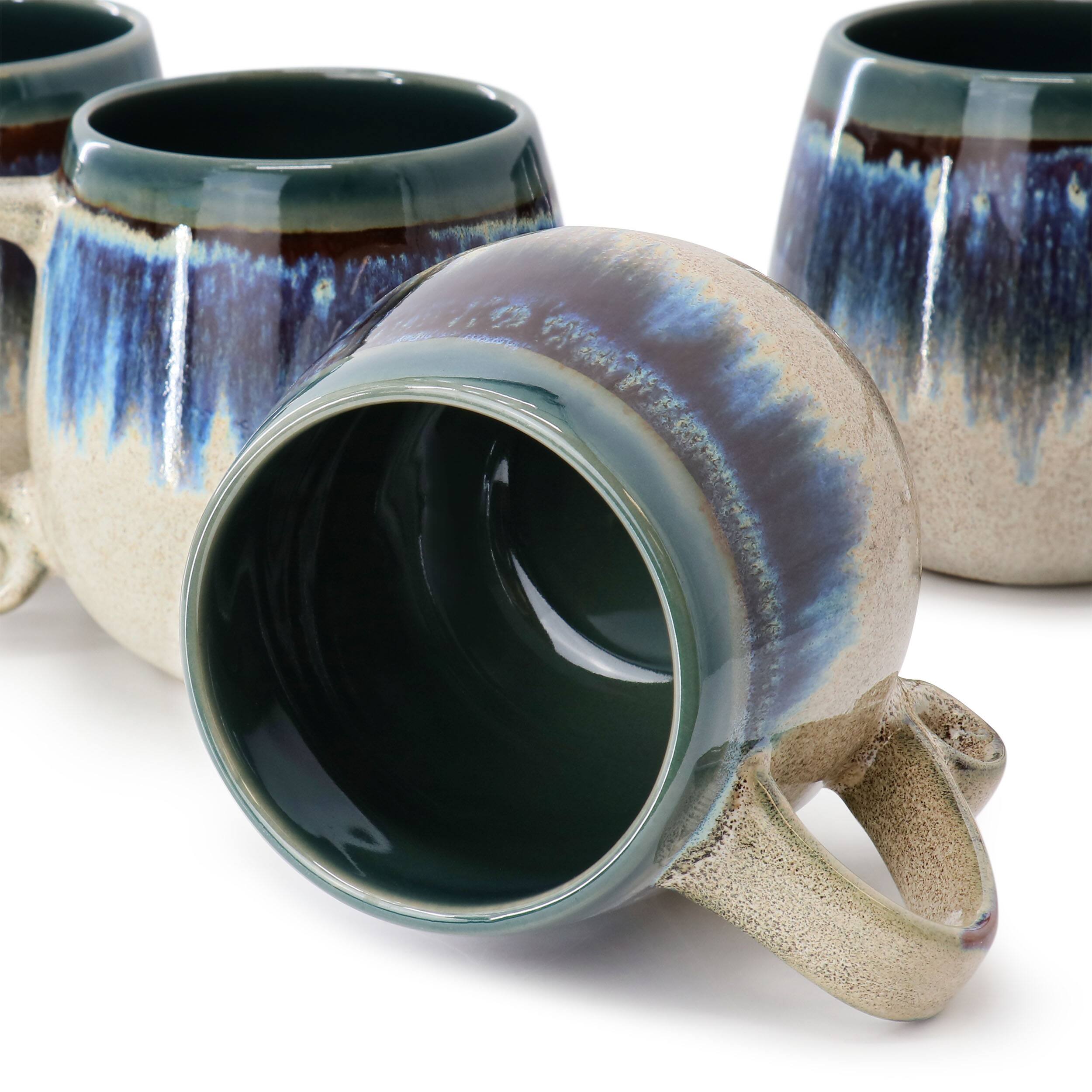 Alt View 4. Meritage - Meritage Lexington 4 Piece 20 Ounce Stoneware Two Tone Mug Set in Blue Multi - Blue Multi.