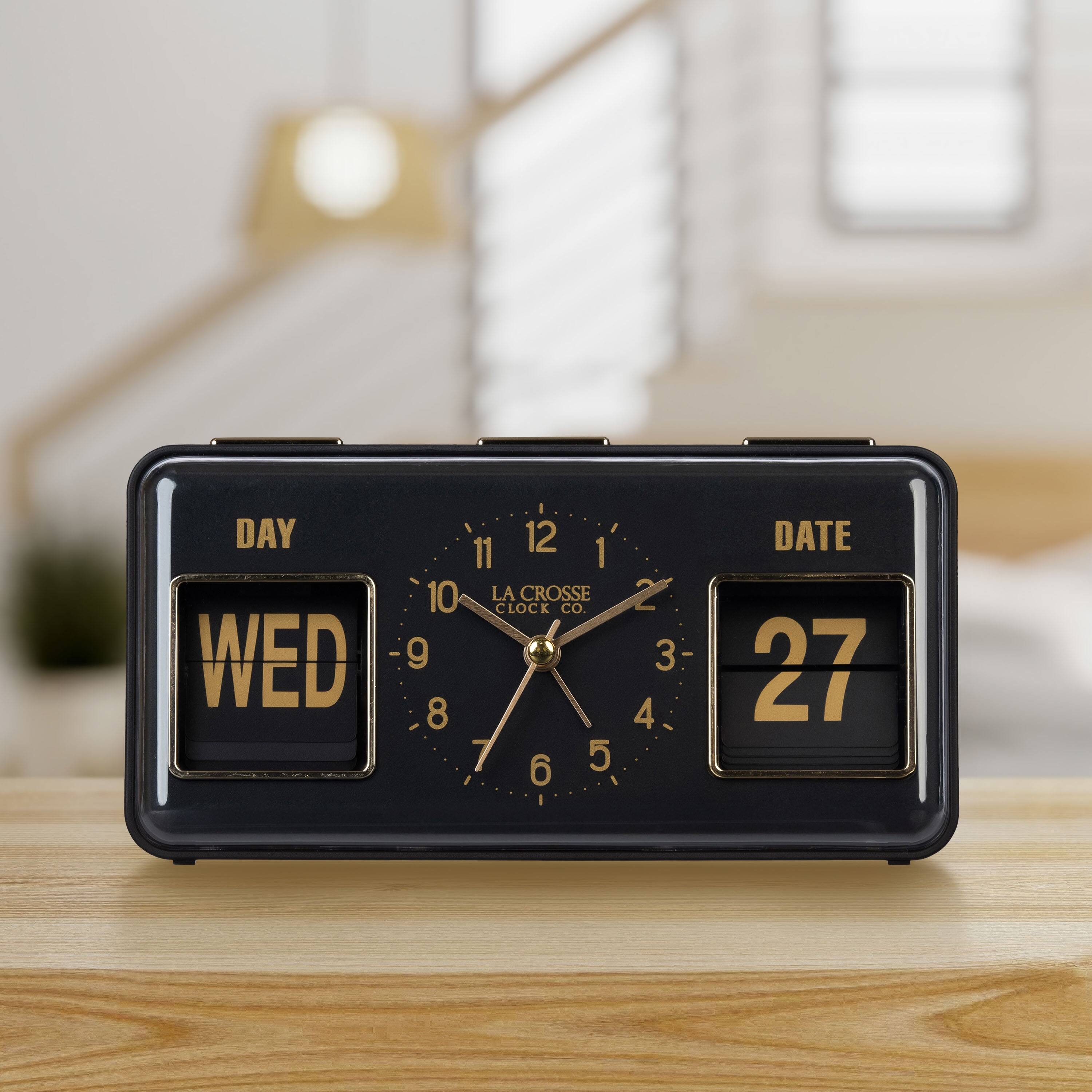 La Crosse Clock Co. Daily Flip Tabletop Alarm Clock with Calendar
