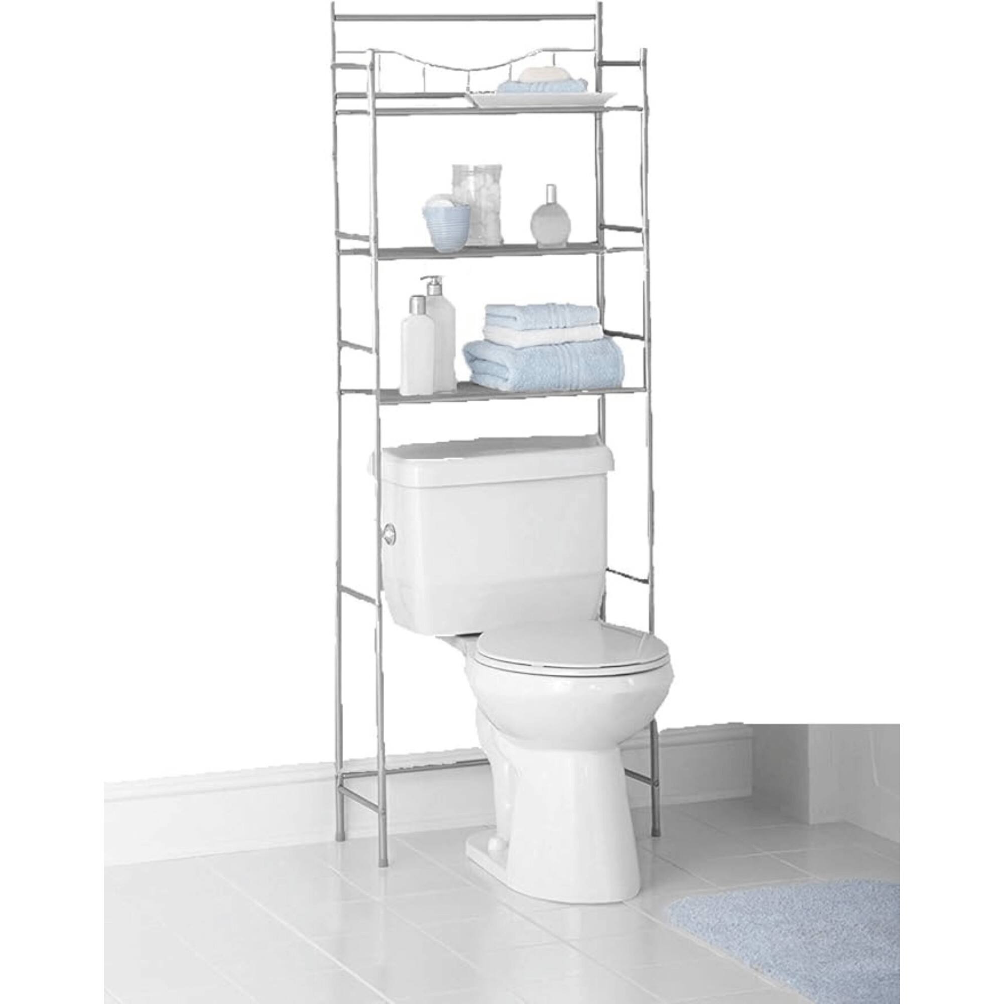 Alt View 8. Mainstays - Mainstays 3 Shelf Over The Toilet Bathroom Space Saver in Satin Nickel - Silver.