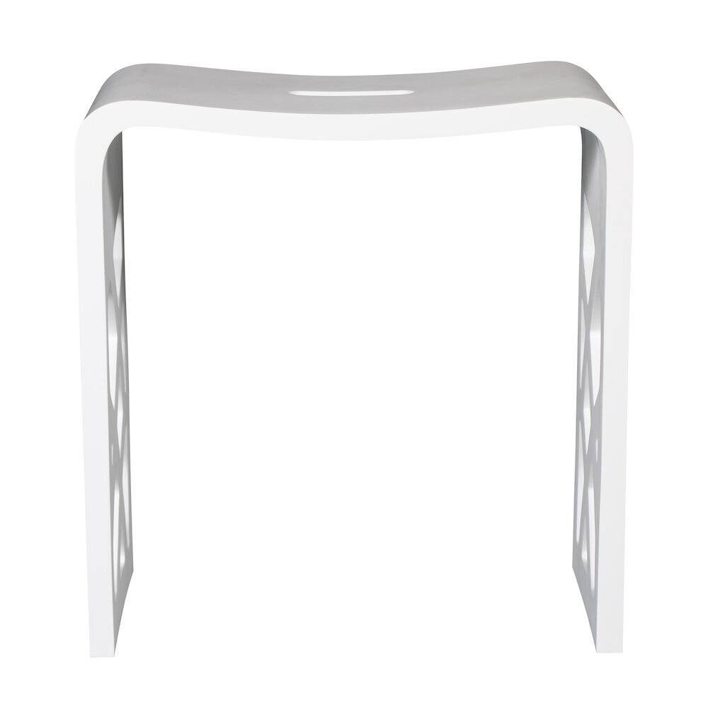 Alt View 1. Alfi - Designer White Matte Solid Surface Resin Bathroom / Shower Stool - White.