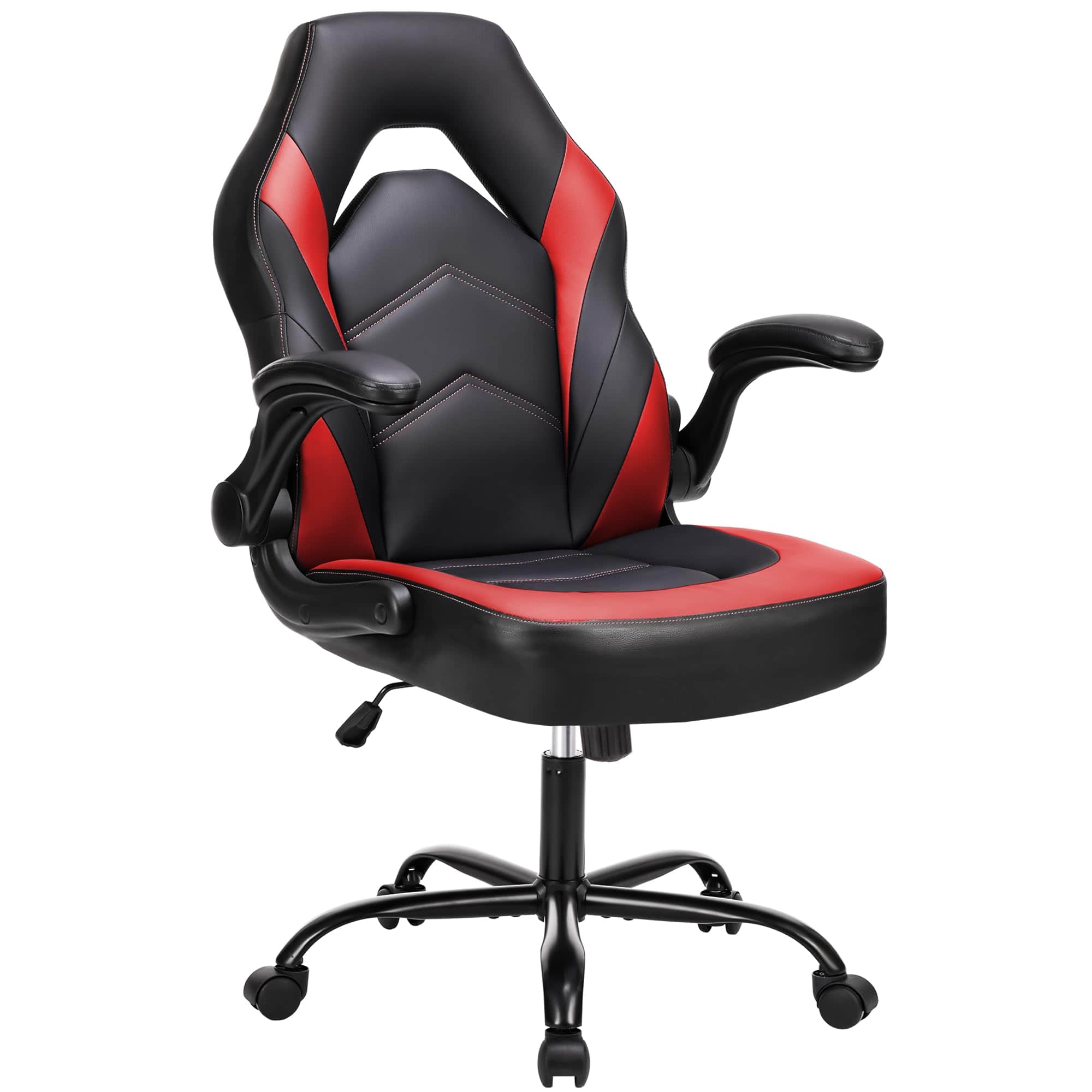 Hirose Alice - DUMOS Ergonomic Computer Gaming Chair - Home Office Desk with PU Leather Lumbar Support, Height Adjustable - Scarlet Red