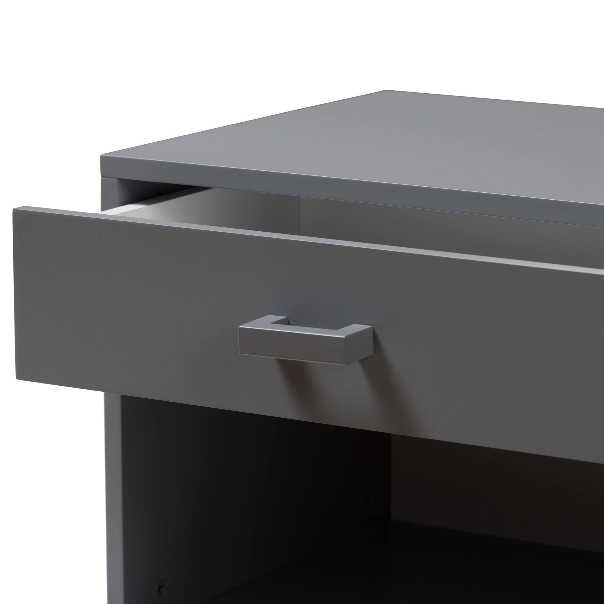 Alt View 2. Baxton Studio - Deirdre Modern and Contemporary Wood 1-Drawer Nightstand - Grey.