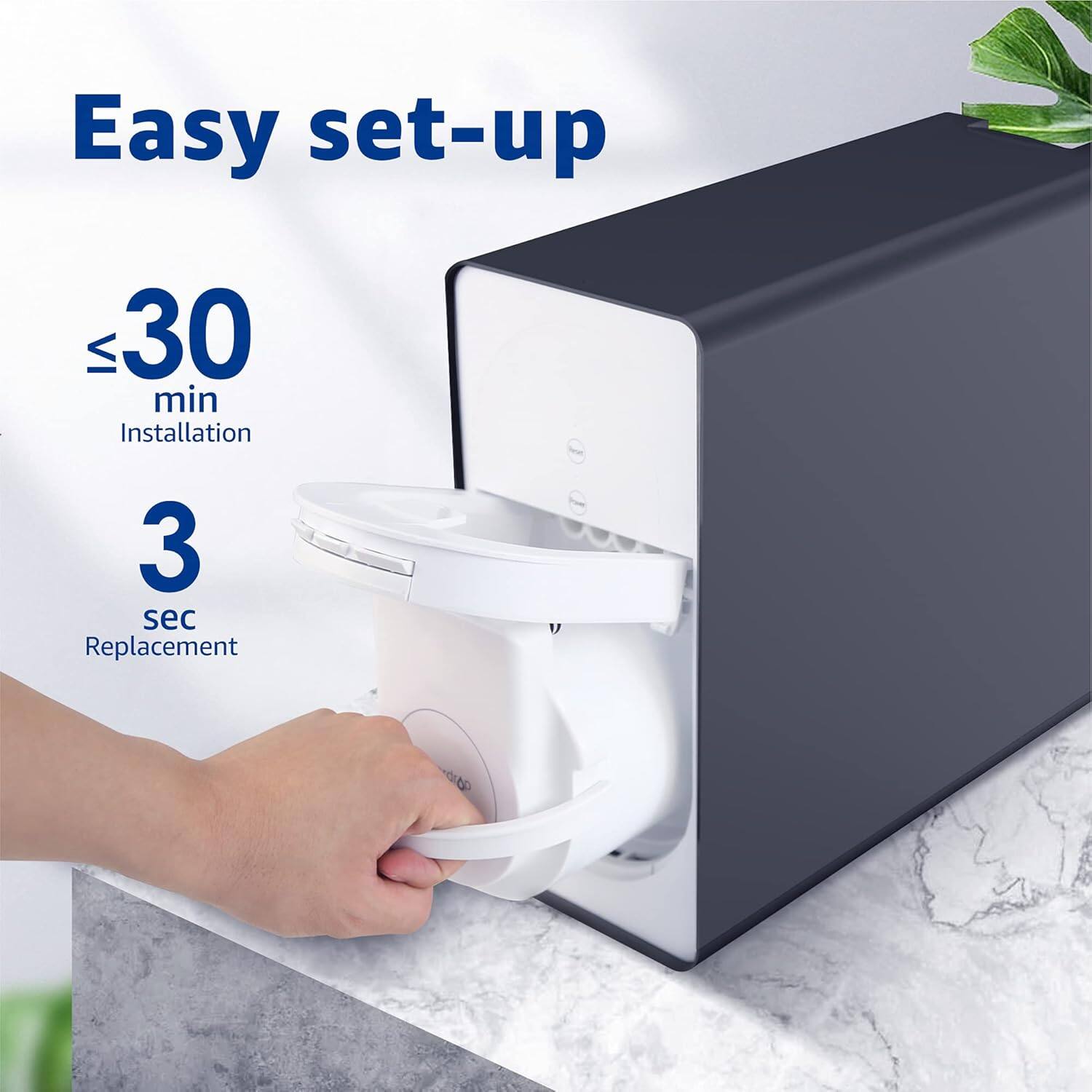 Easy set-up  
Installation: 30 min  
Replacement: 3 sec