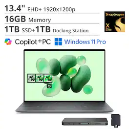 Dell - XPS 13 9345 13.4" WUXGA 120Hz Laptop - Qualcomm Snapdragon X Elite with 16GB RAM - 1TB SSD - Win 11 Pro - Graphite