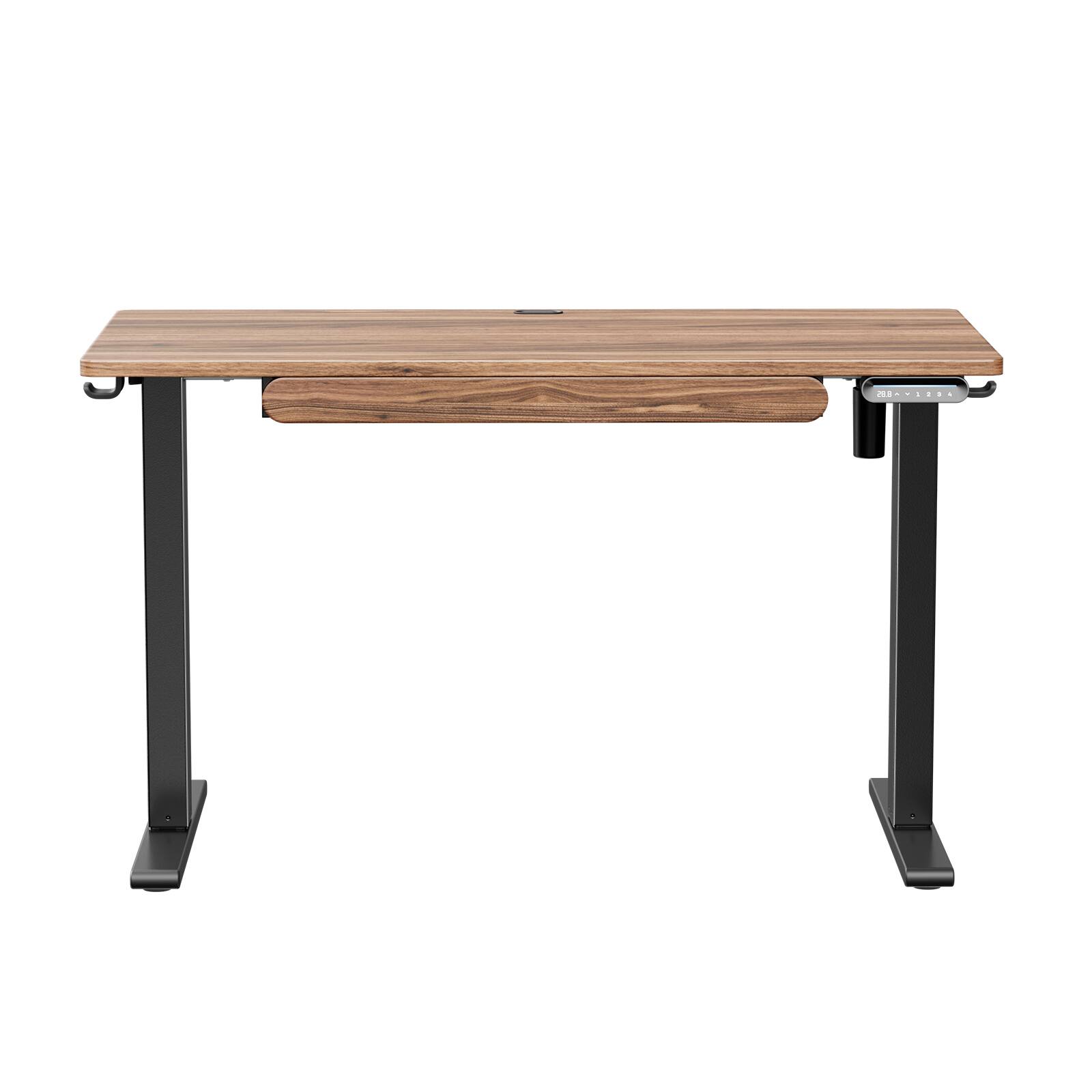 Angle. HUANUO - Adjustable Standing Desk with Storage Drawer - 48″ x 24″ - Walnut.