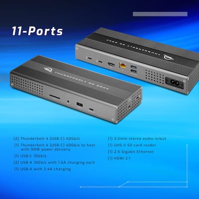 OWC Thunderbolt Go Dock, 11 Ports, 90W Charging, Thunderbolt (USB OWC Thunderbolt Go Dock, 11 Ports, 90W Charging, Thunderbolt (USB