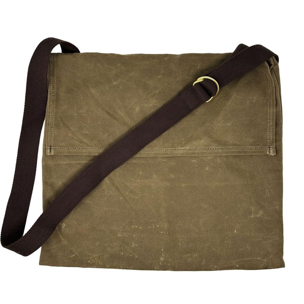 Skar Audio - Waxed Canvas Haversack Bushcraft Shoulder Bag - Durable Messenger Gardening 2 Sizes RUGGED DURABILITY: Made - Dark Khaki Large