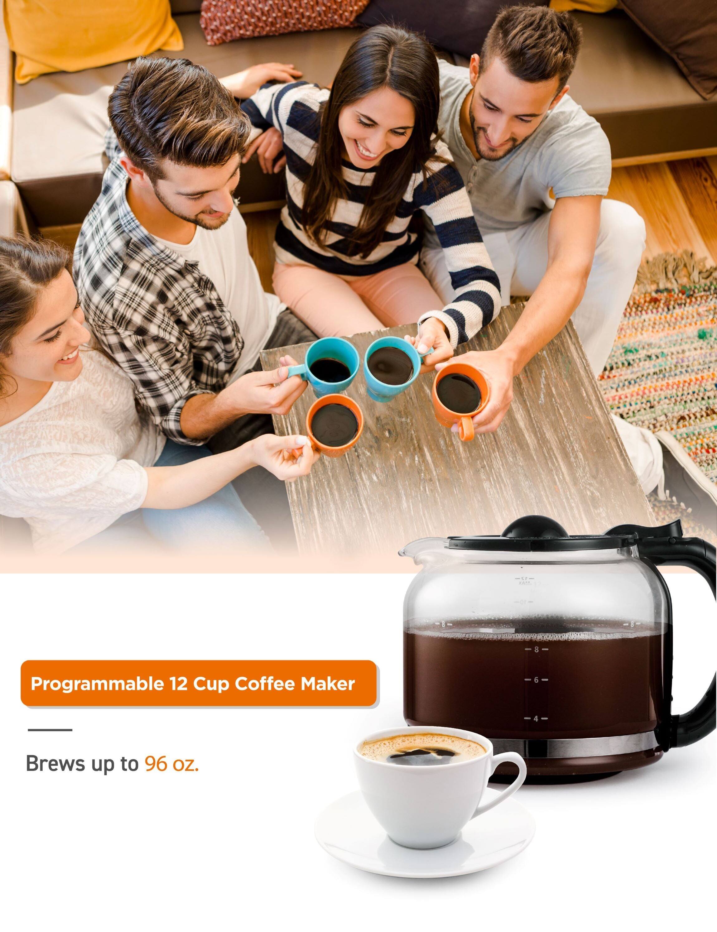 Programmable 12 Cup Coffee Maker
Brews up to 96 oz.