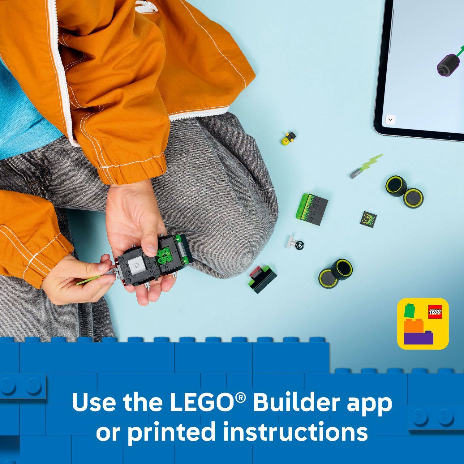 Use the LEGO® Builder app or printed instructions