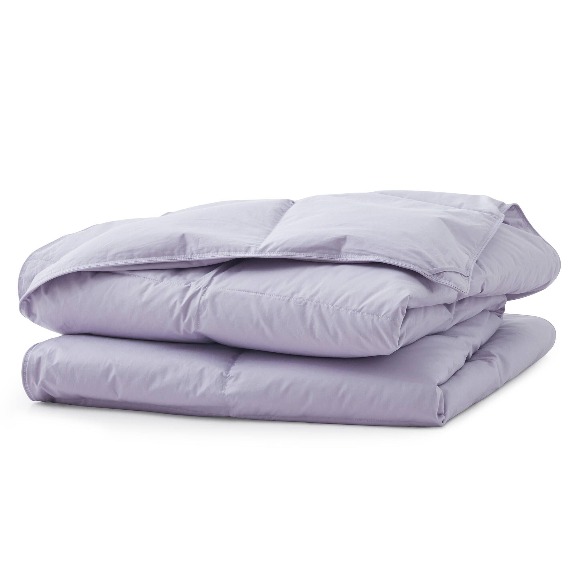 Left. Puredown - Puredown Lightweight Organic Cotton Down Fiber Comforter, Purple, Full/Queen - Purple.
