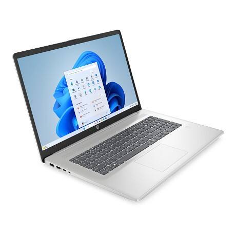 Left. HP - HP 17 BE6J9UA#ABA  Laptop, Ultra 7-255U, 16GB, 256GB SSD, 17.3" FHD (1920x1080), Intel Graphics, Win 11 Home S-Mode - Natural Silver.