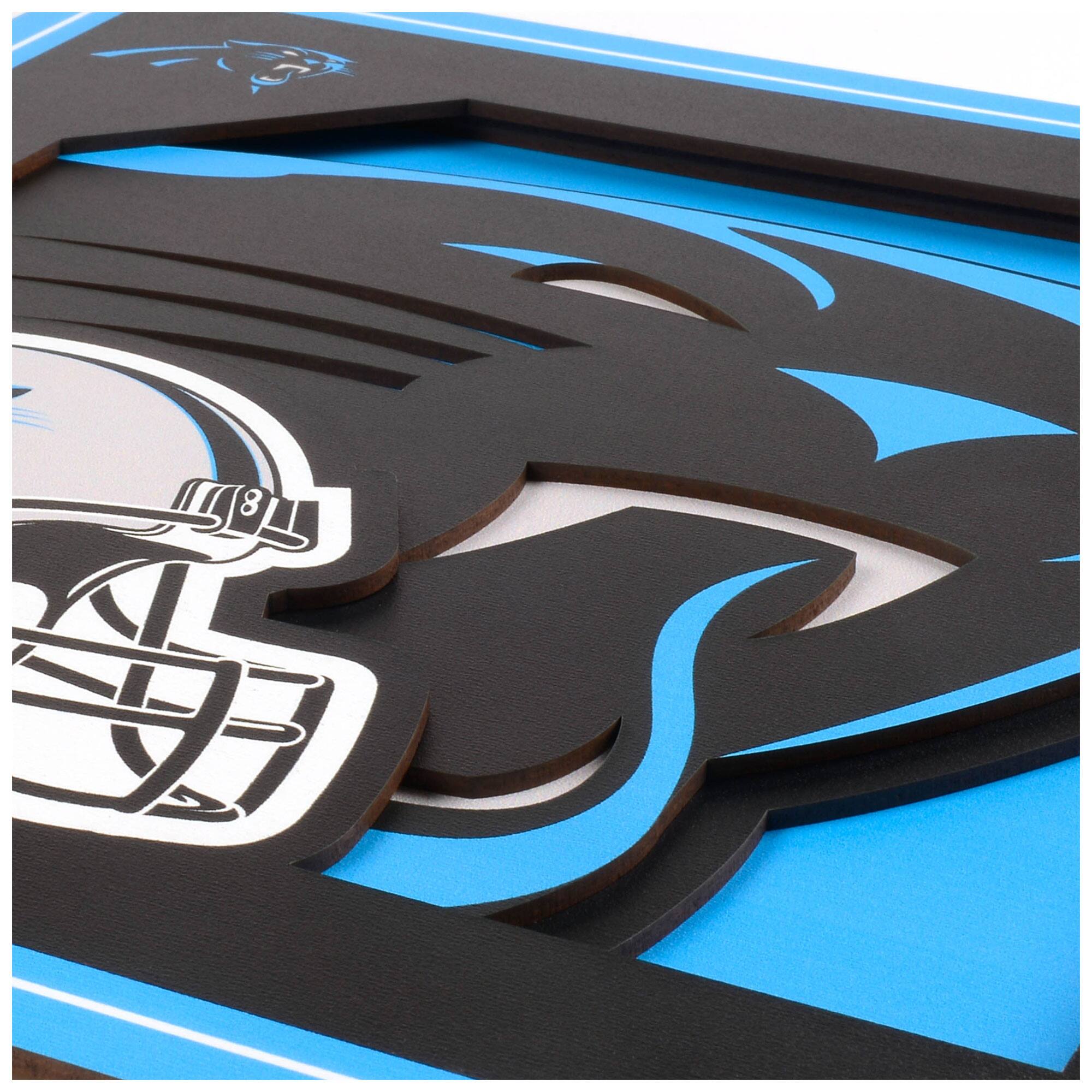 Alt View 1. YouTheFan - Carolina Panthers 12'' x 12'' 3D Logo Wall Art - Multicolor.