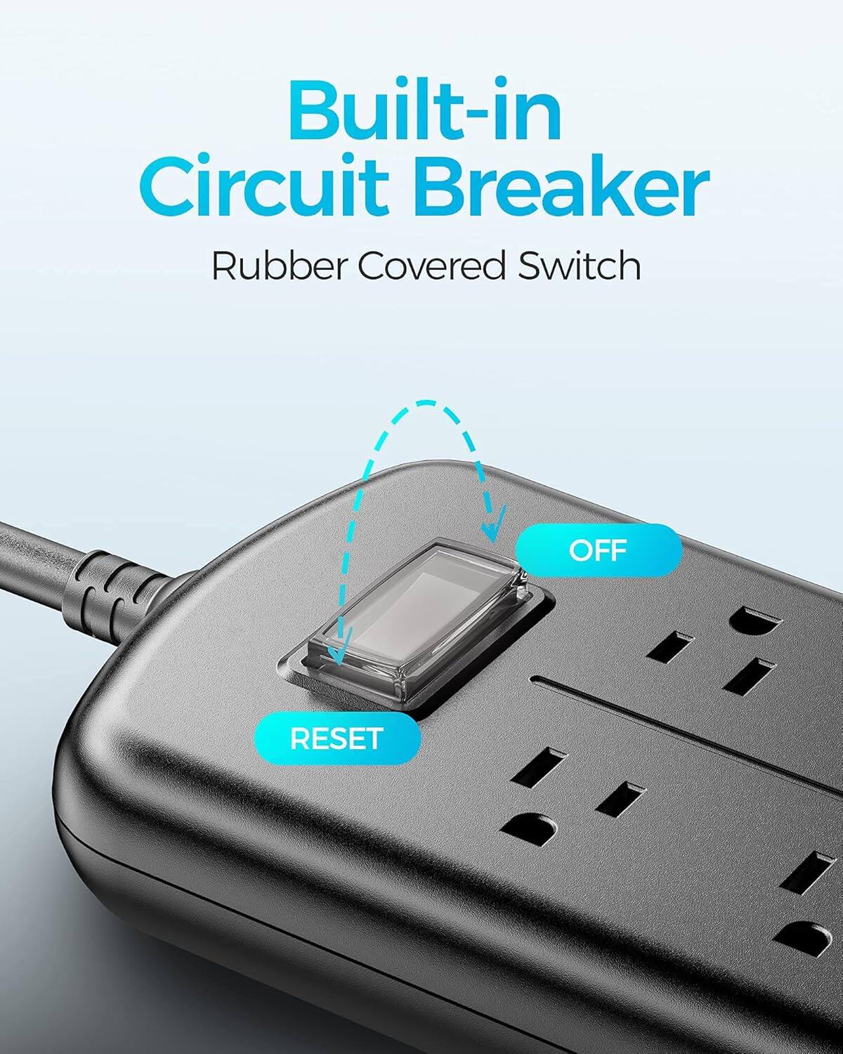 Built-in Circuit Breaker  
Rubber Covered Switch  

OFF  
RESET