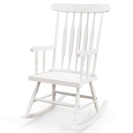 Costway - Solid Wood Rocking Chair Porch Rocker Indoor Outdoor Seat Glossy Finish - White