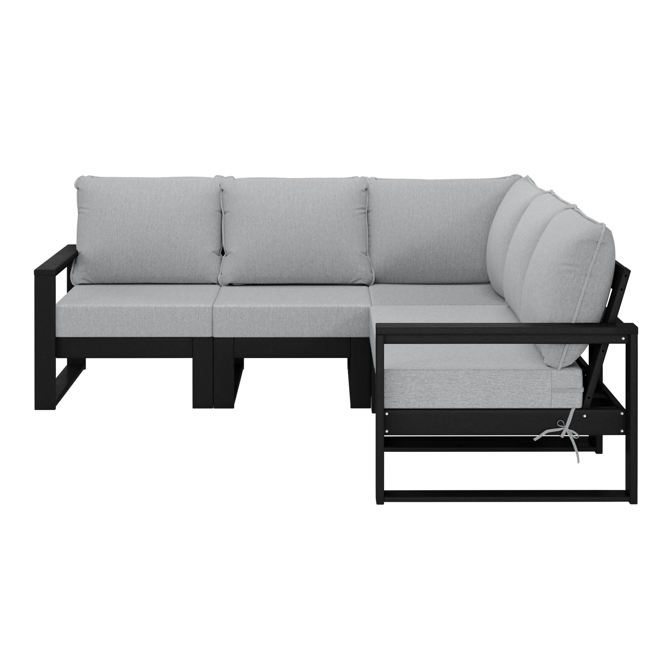 Front. WestinTrends - WestinTrends Montara 5-Piece Outdoor Patio Corner Sectional Sofa Conversation Set - Light Gray.