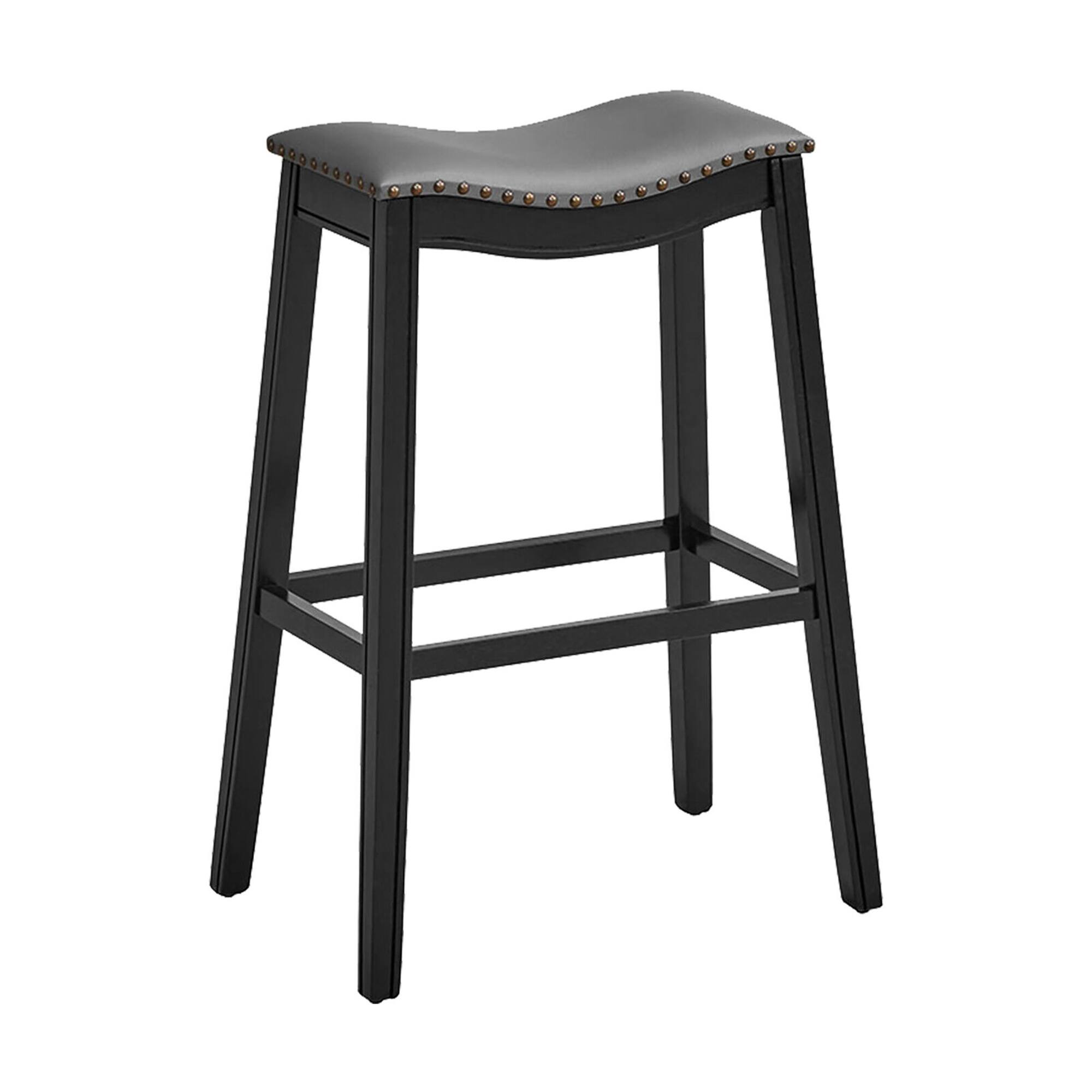 Alt View 9. Gymax - Gymax Set of 4 Saddle Bar Stools Bar Height Kitchen Chairs w/ Rubber Wood Legs Black - Black.