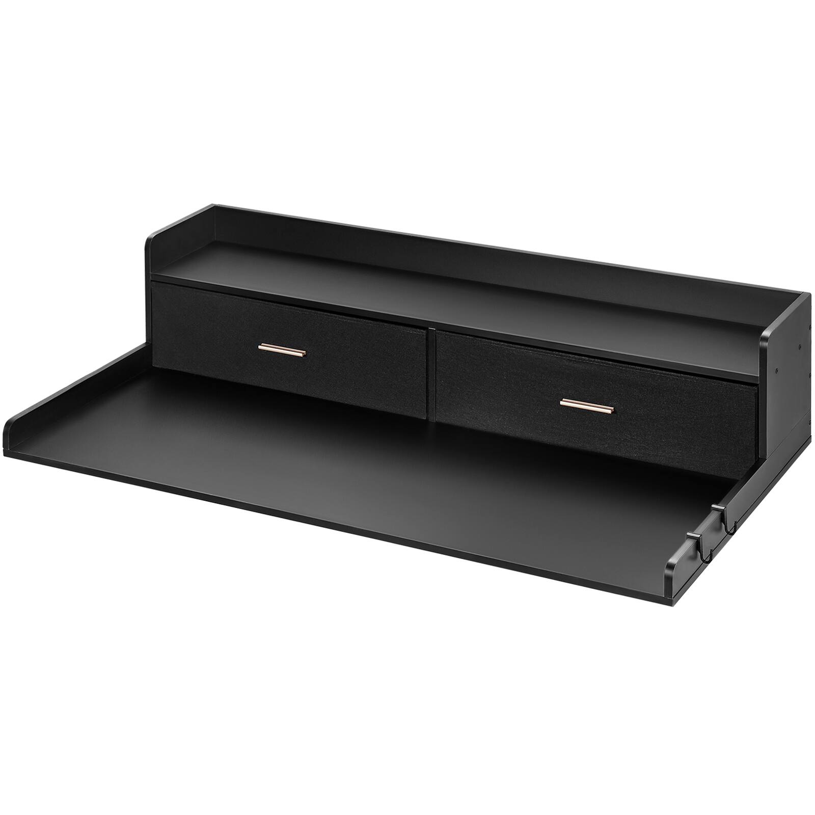 Alt View 5. VEVOR - 2 Drawers Washer Dryer Countertop with 2-Tier Shelf, 54" x 27" Wooden Washer and Dryer Countertop with Non-Slip Pads - Black.