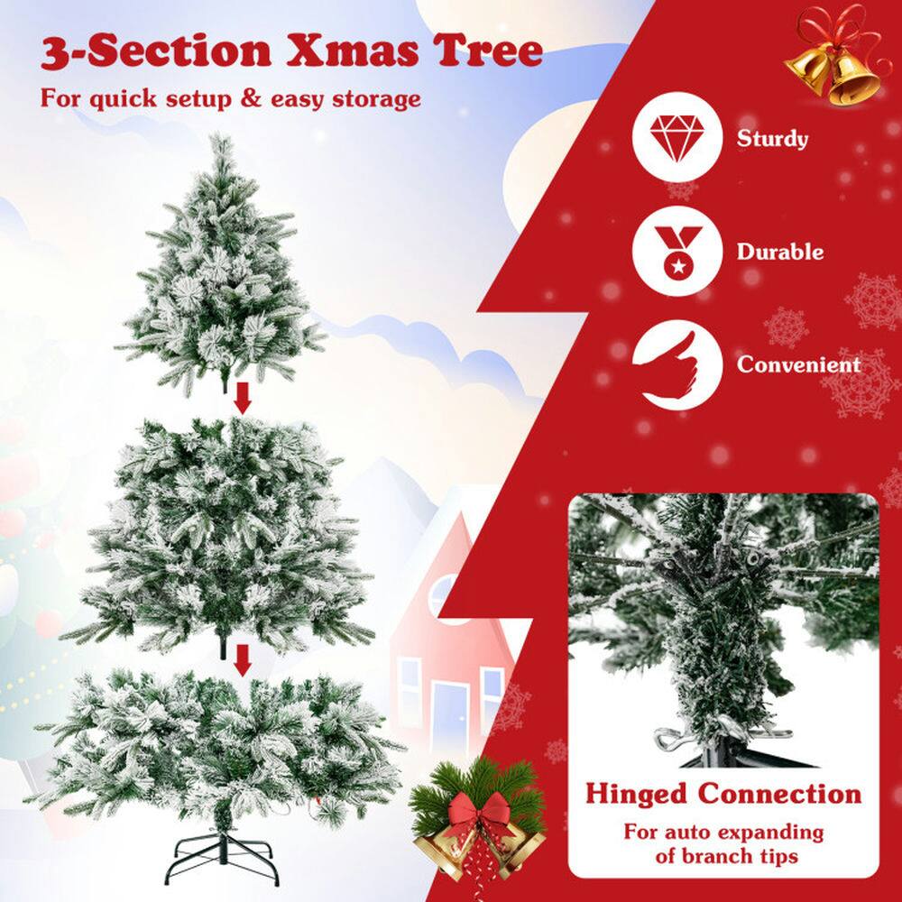 3-Section Xmas Tree  
For quick setup & easy storage  

Sturdy  
Durable  
Convenient  

Hinged Connection  
For auto expanding of branch tips
