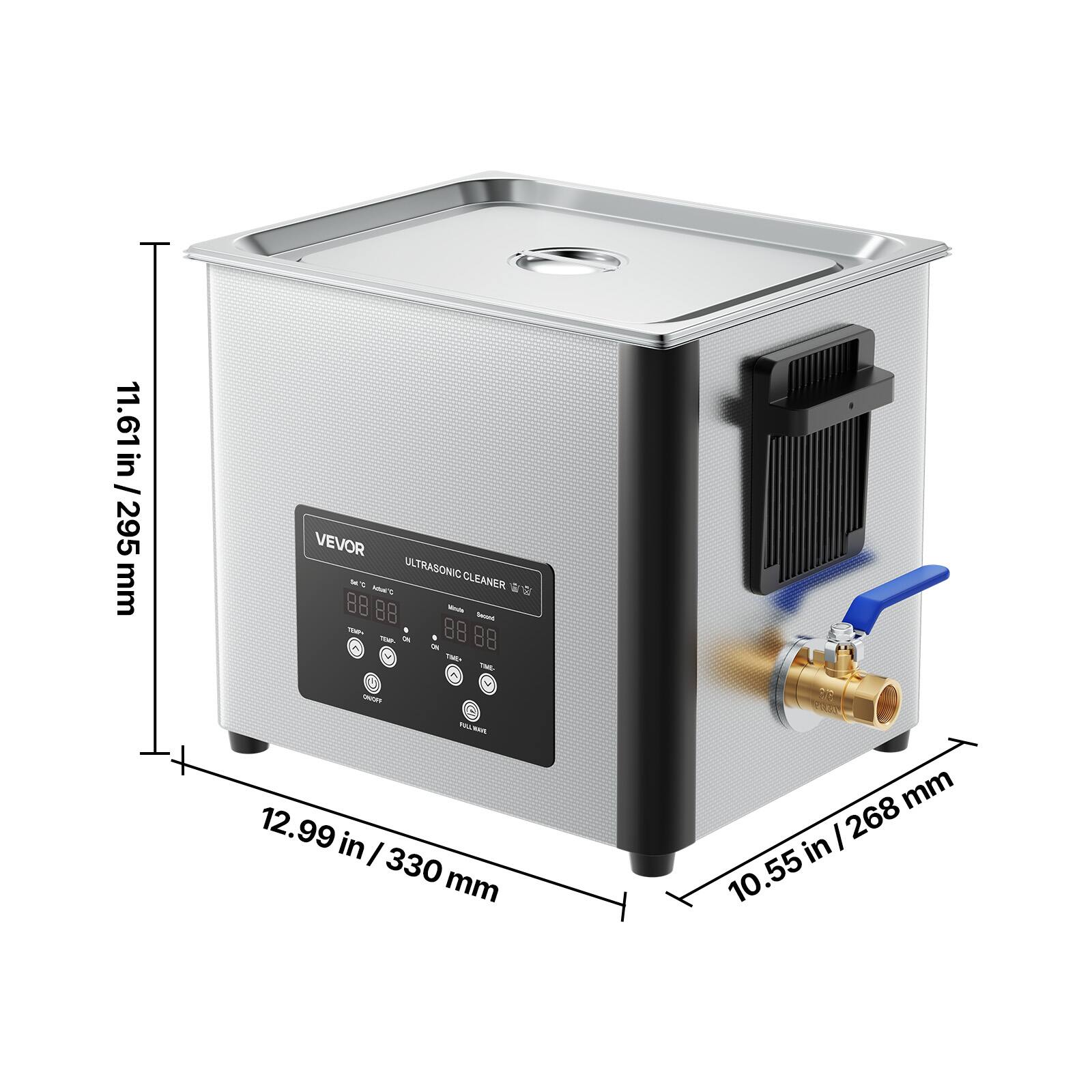 11.61 in in 295 mm

VEVOR XT ULTRASONIC CLEANER C by - Vends. Teans TEMP TOP ON I 88 ON THE THE 04/39

670ml PR 33%

12.99 in I 330 mm

268 mm in 10.55