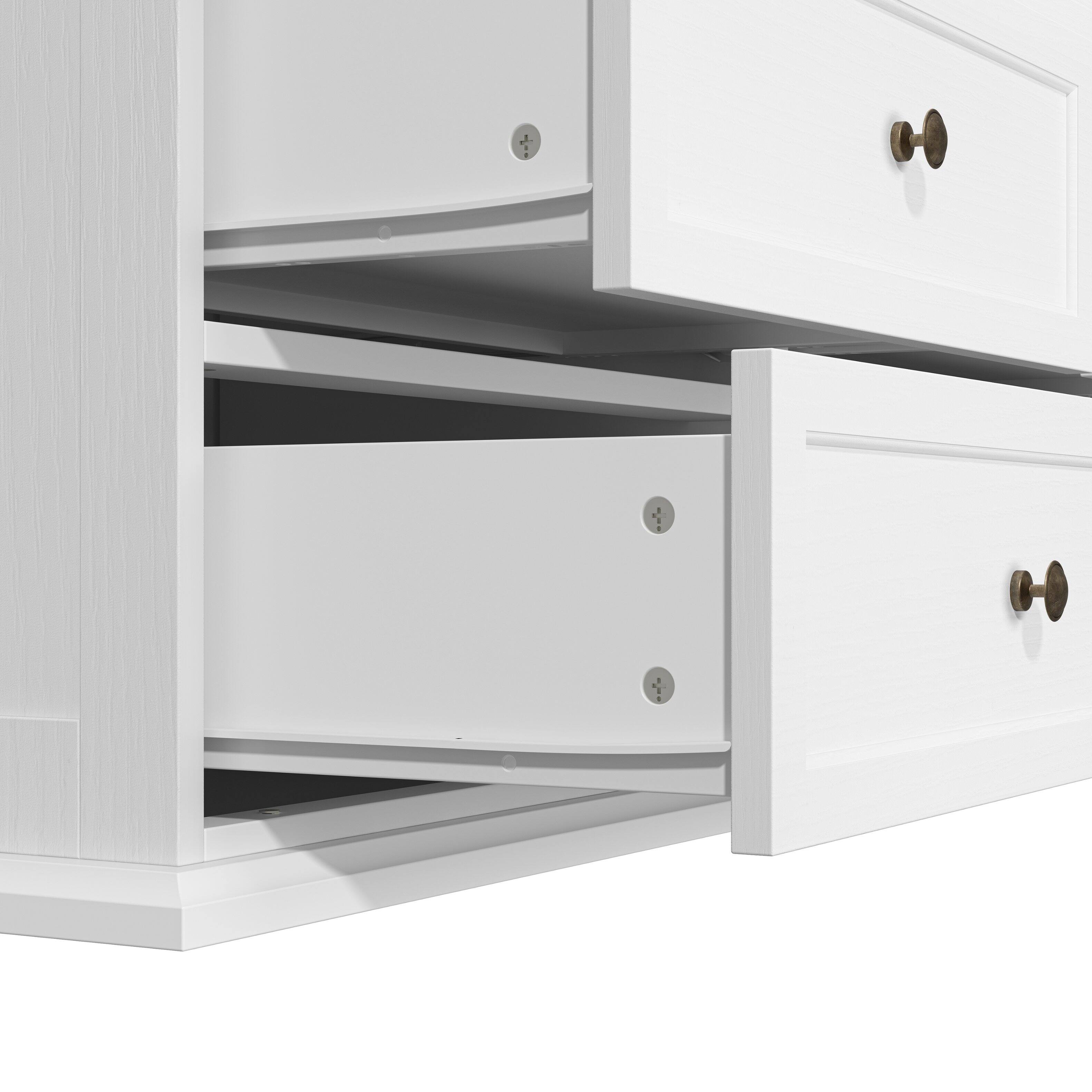 Alt View 4. Famapy - 12-Drawer Wide Dresser for Bedroom, European-Style Chest of Drawers with Quiet-Glide Slides - White & Cherry Brown.