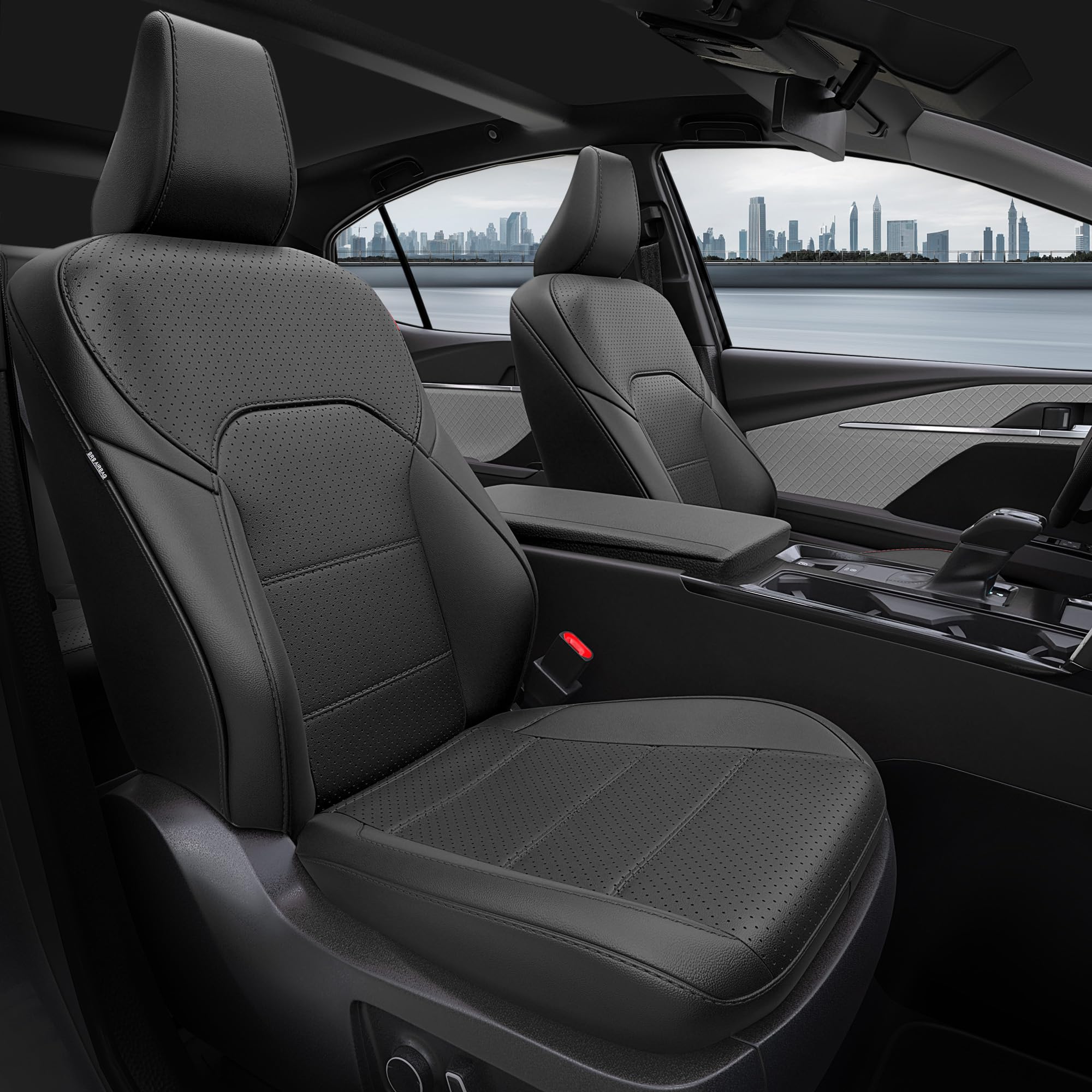 Front. COTTAGE - For Toyota Camry Seat Covers Le Se Custom Fit Car Full Set Leather Cars Waterproof Cover - Brown 2 Pack.