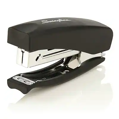 Front. Swingline - Soft Grip Hand Stapler, 20-Sheet Capacity - Black.