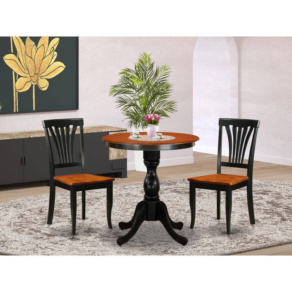Angle. East West Furniture - East West Furniture 3-Piece Dining Table Set Include a Modern Dining Table and 2 Dining Chairs with Slatted Back - - Multi-Color.