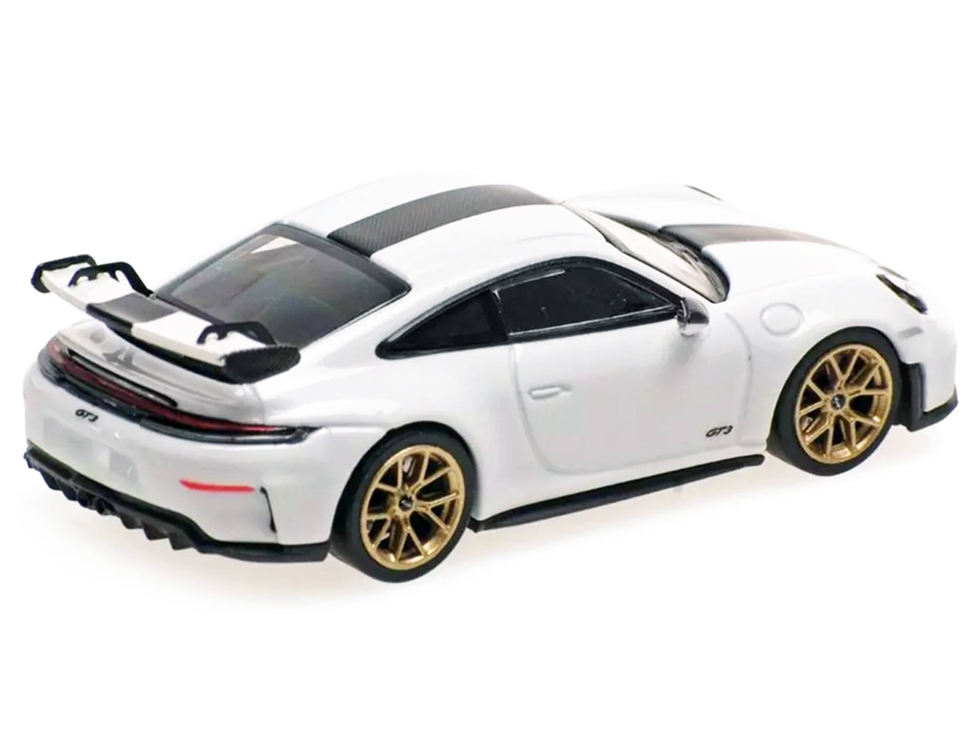 Alt View 2. Minichamps - 2025 Porsche 911 (992.2) GT3 Weissach Package White with Carbon Stripe Limited Edition 1/64 Model Car by Minichamps.