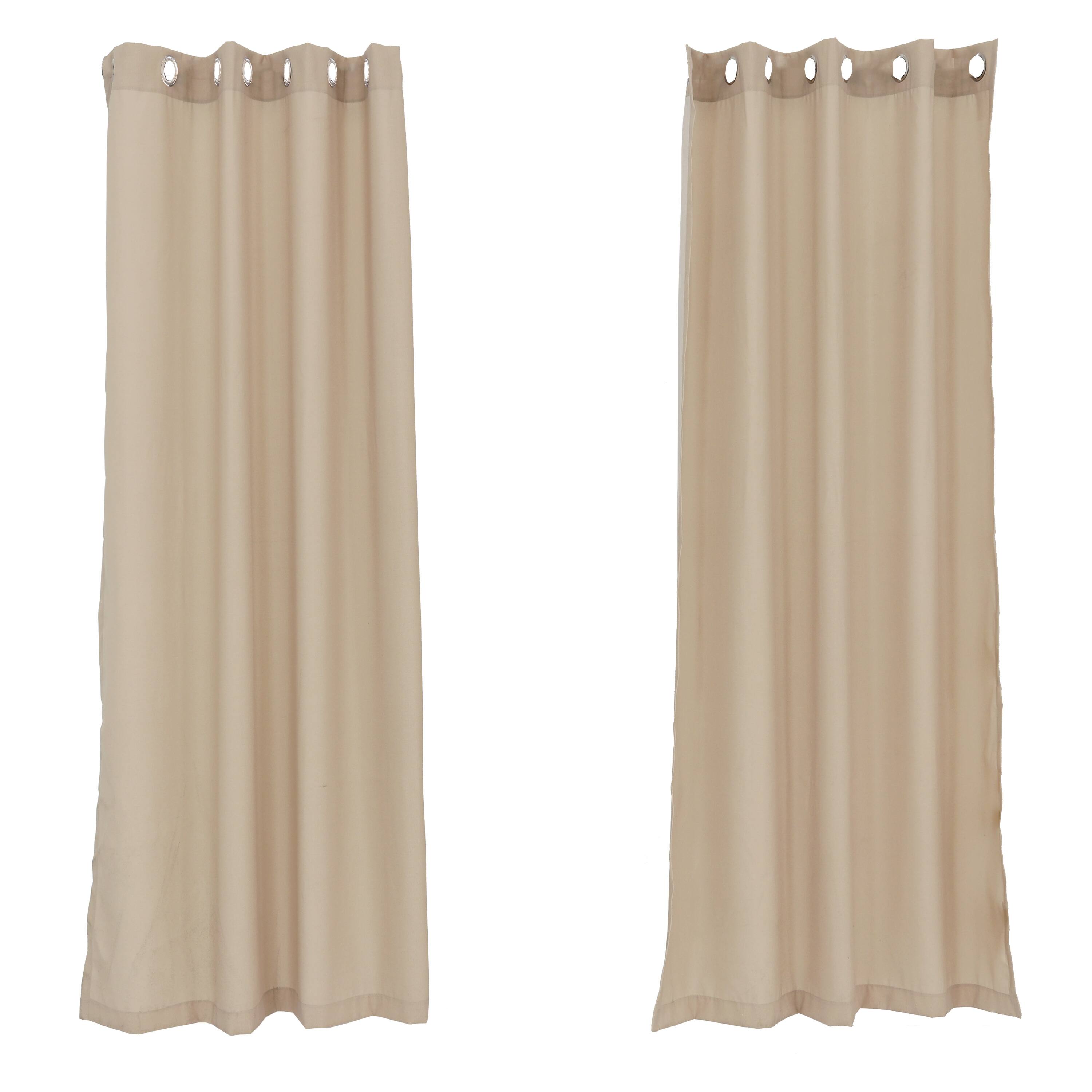 Front. Sunnydaze - Simple Outdoor Curtain Panel - 52 in x 84 in - Set of 2 - Beige.