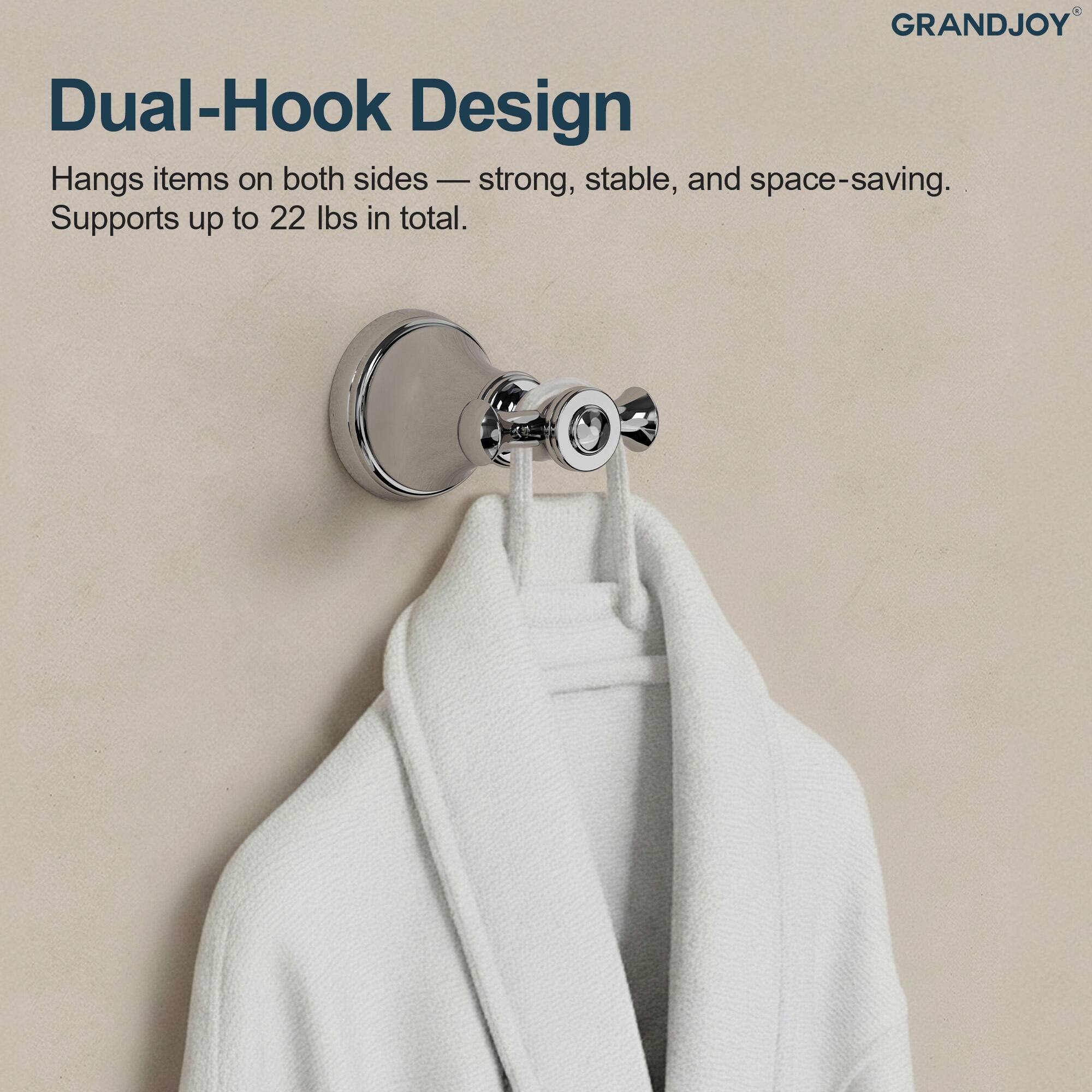 GRANDJOY Dual-Hook Design  
Hangs items on both sides — strong, stable, and space-saving.  
Supports up to 22 lbs in total.