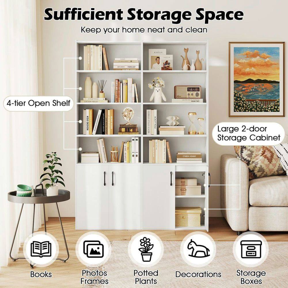 Sufficient Storage Space  
Keep your home neat and clean  

4-tier Open Shelf  
Large 2-door Storage Cabinet  

Books  
Photos Frames  
Potted Plants  
Decorations  
Storage Boxes