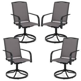 Gymax - Patio Swivel Chairs Set of 4 w/ High Back & Round Metal Base for Backyard - Gray