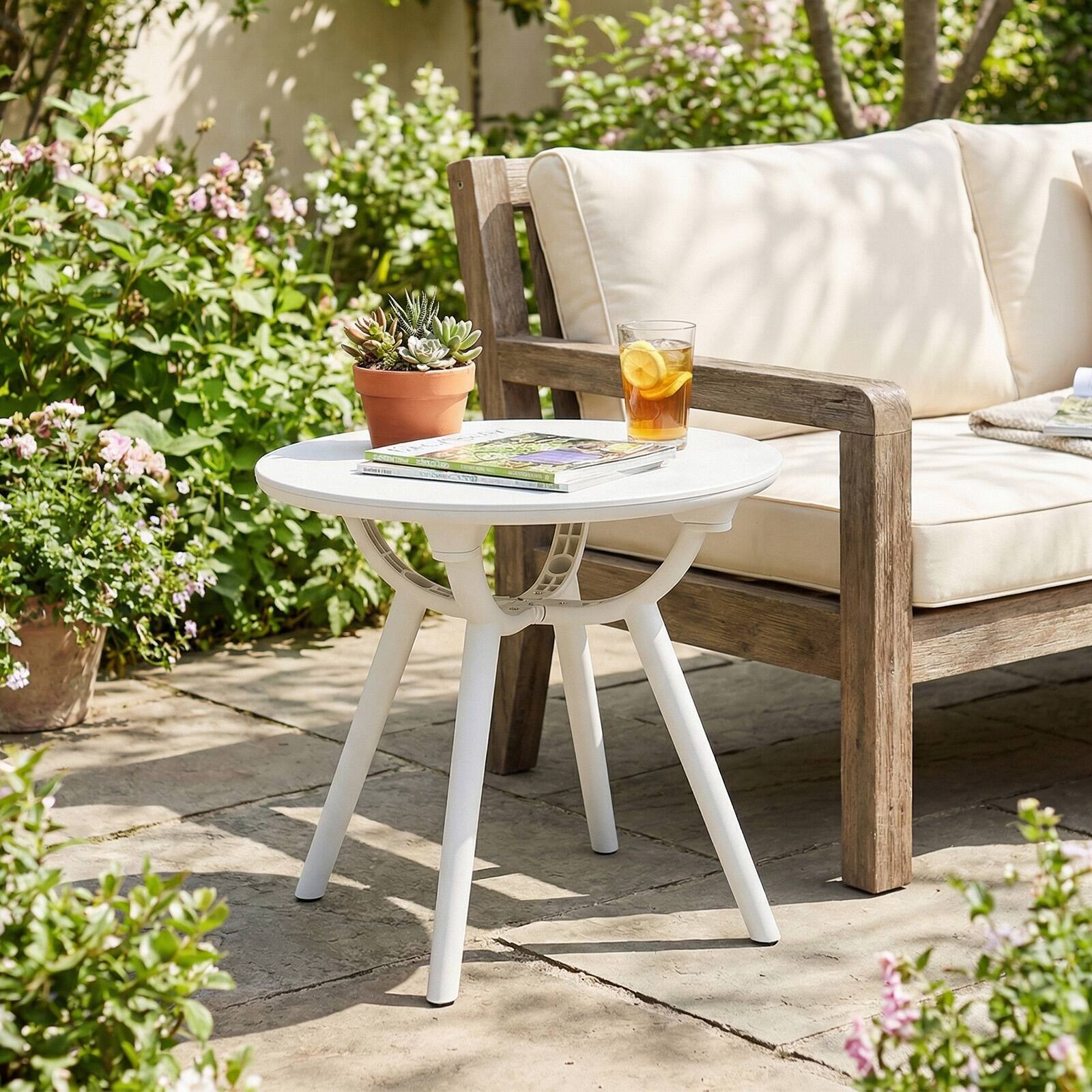 Alt View 4. Gymax - Gymax 2PCS Outdoor Side Table 20'' Round Storage Side Table Weather-Resistant End Table White - White.